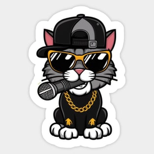 Hip Hop Cat Breaks the Rooftop Sticker